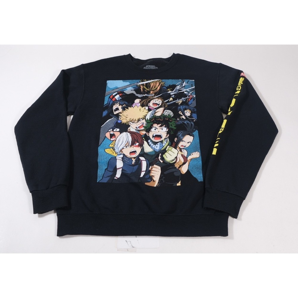 My Hero Academia Sweatshirt Mens S Black Anime Graphic Pullover Long Sleeve C